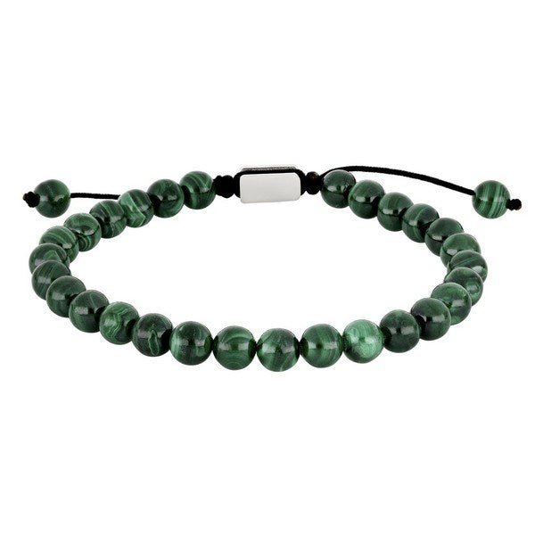 Son of Noa armbånd fra Nordahl Andersen i stål med grøn malakit – justerbart 19–25 cm.